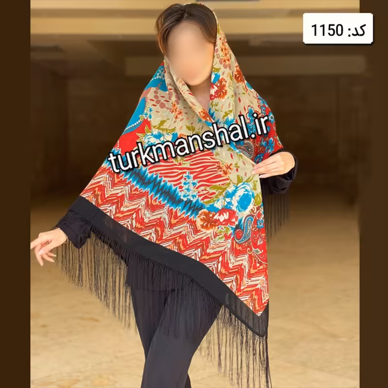 روسری ترکمن ابریشمی (ایتالیایی) کد  1150