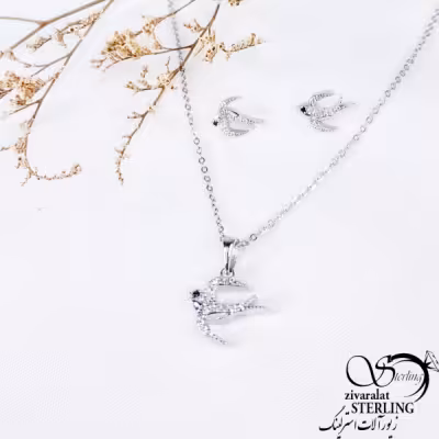 نیمست نقره آویز پرستو با عیار925 کد 11789