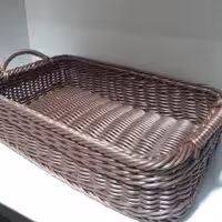 سبد نان مستطیل حصیری بافت رنگ قهوه ای سوخته بافت فراهان کالا 