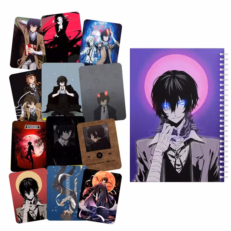 دفتر یادداشت باژیکان طرح انیمه سگ های ولگرد بانگو کد 20111555 به همراه استیکر لپ تاپ مجموعه 13 عددی