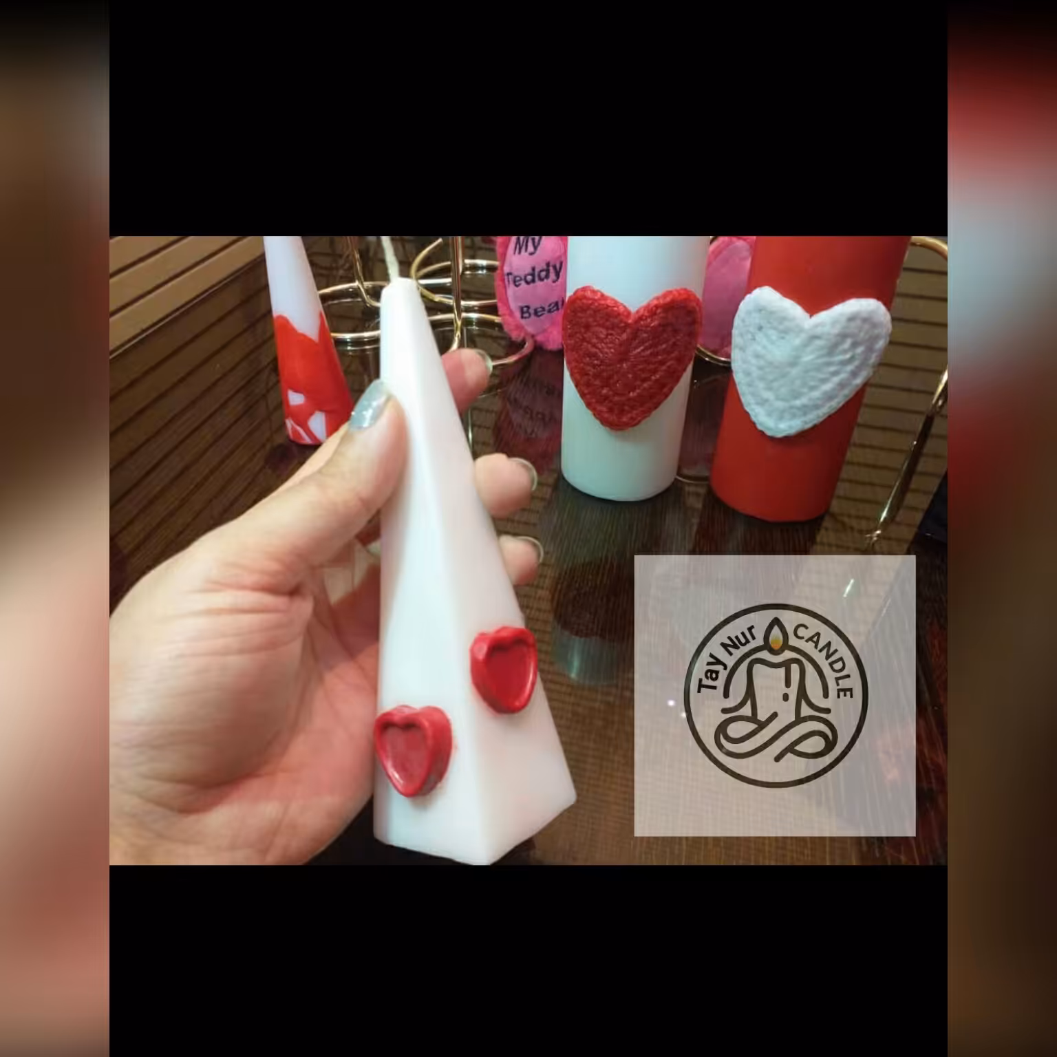 شمع هرمی قلب دار ولنتاین