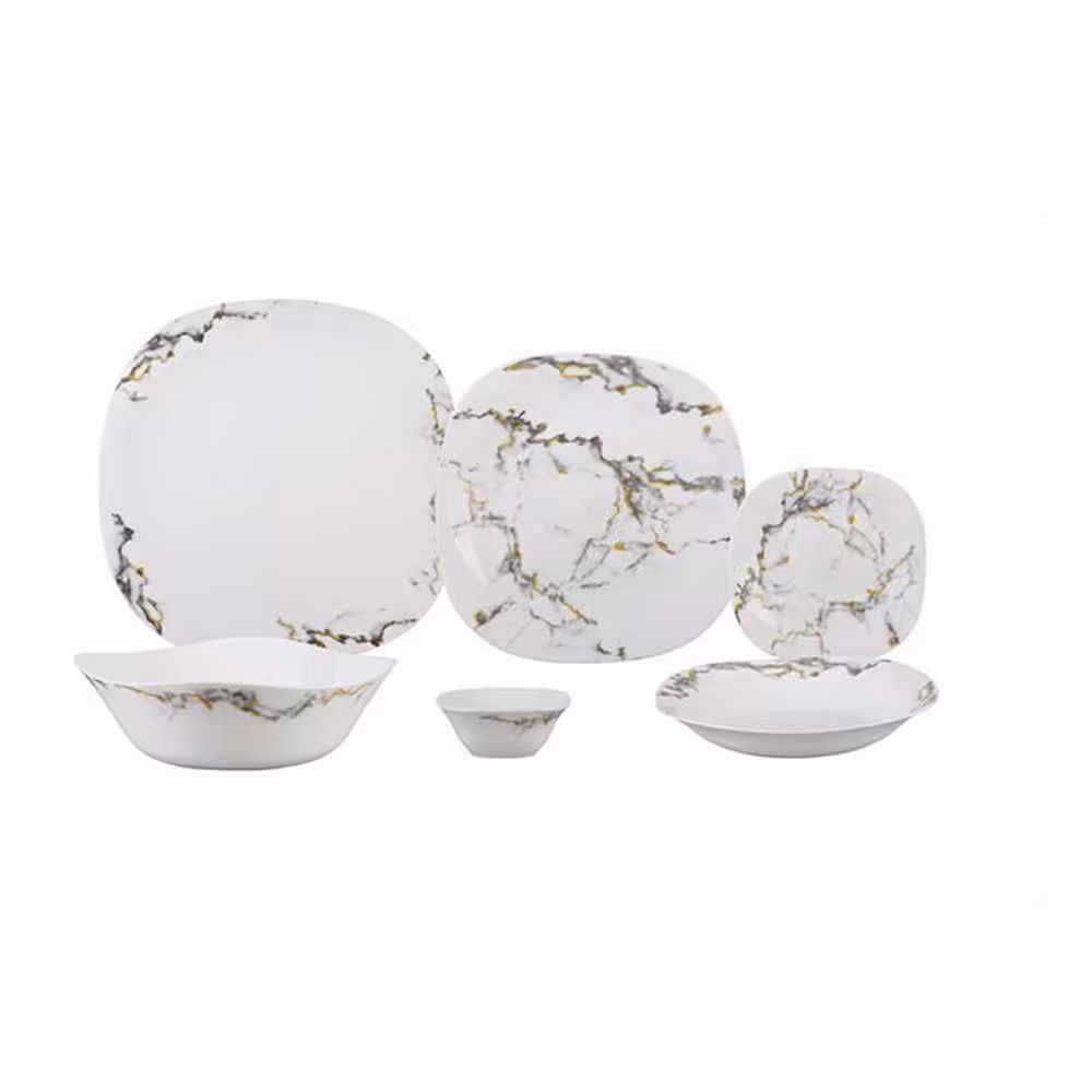 سرویس غذاخوری 26 پارچه آرکوپال مدل اونیکس مربع طرح سنگ