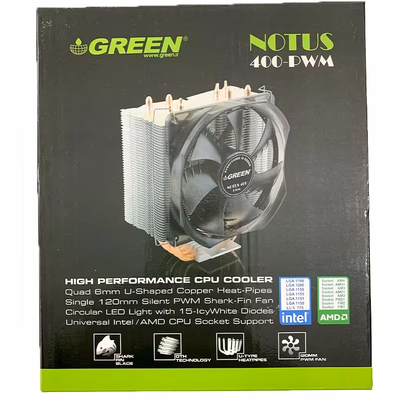 فن خنک کننده پردازنده گرین مدل Notus 400 PWM
