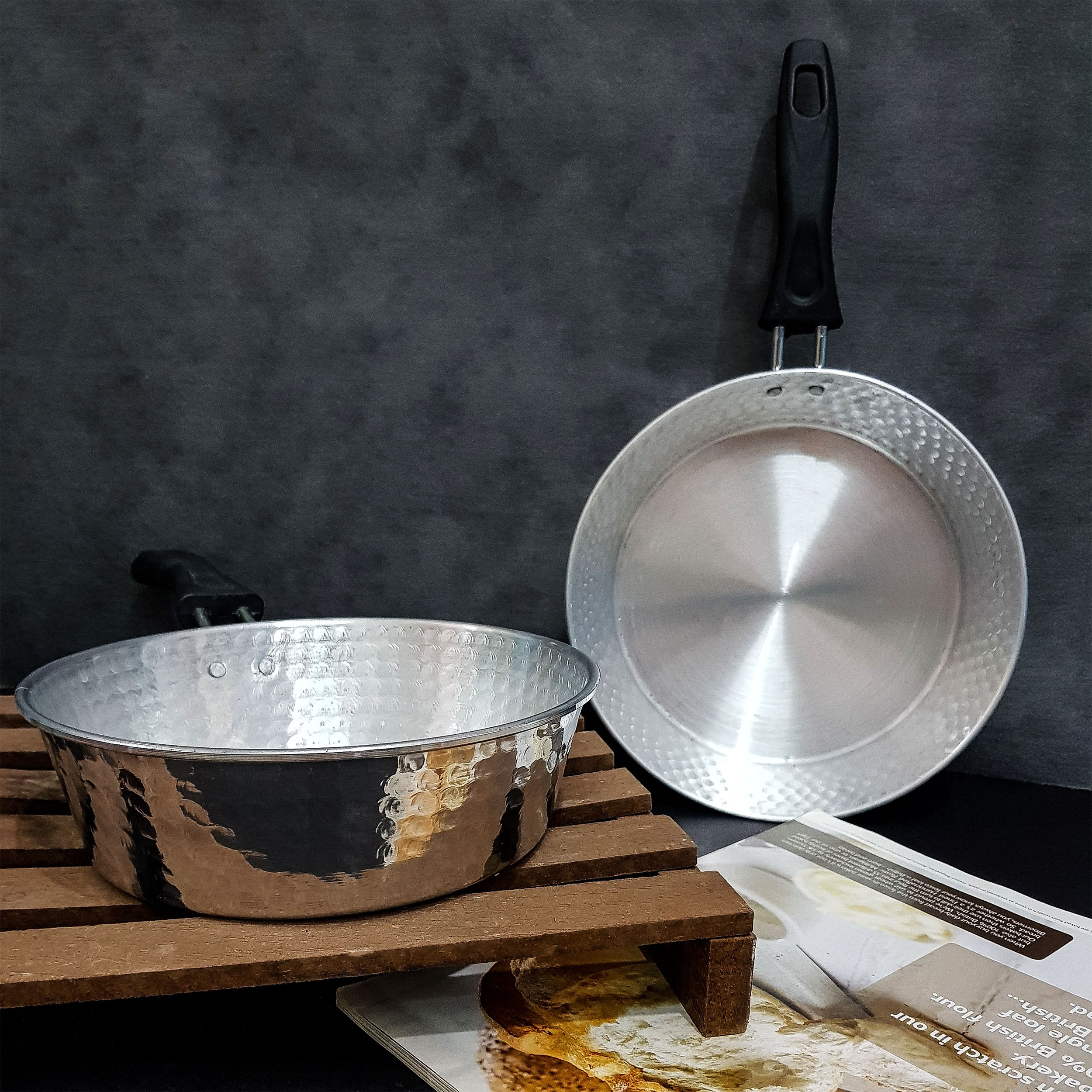 سرویس 2 پارچه تابه روحی چکشی سایز 20و24 تک دسته پلاستیکی