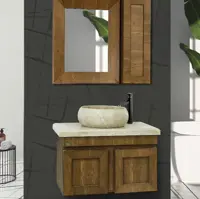 روشویی کابینتی مانلی طرح چوب همراه آینه باکس