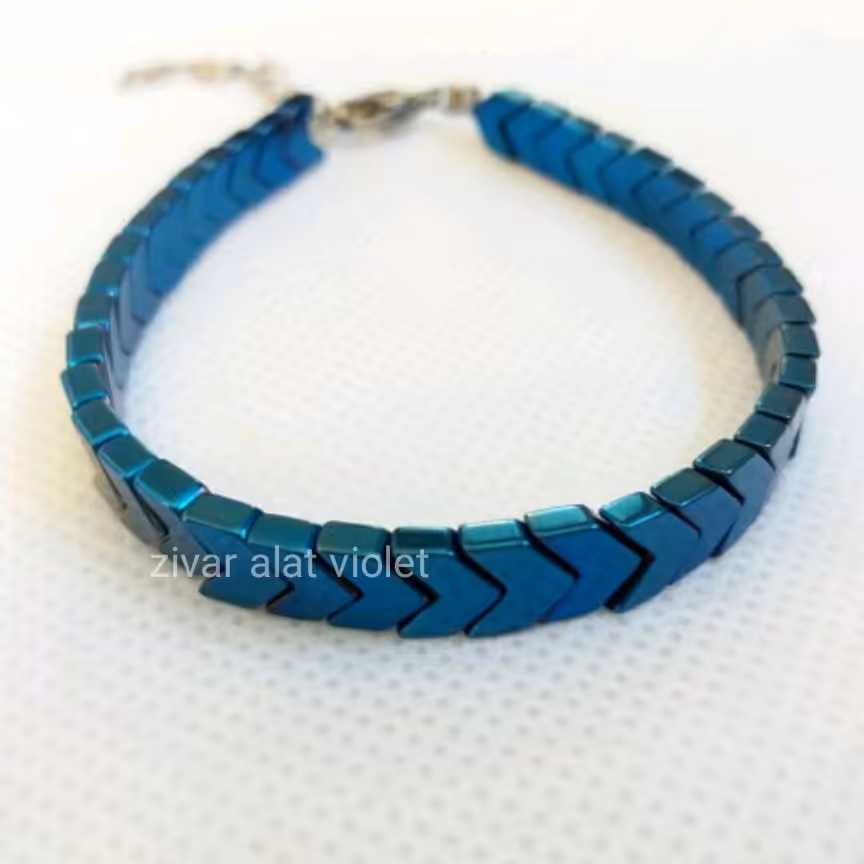 دستبند سنگ حدید فلش آبی