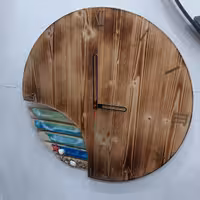 ساعت دیواری چوب و رزین قطر 50