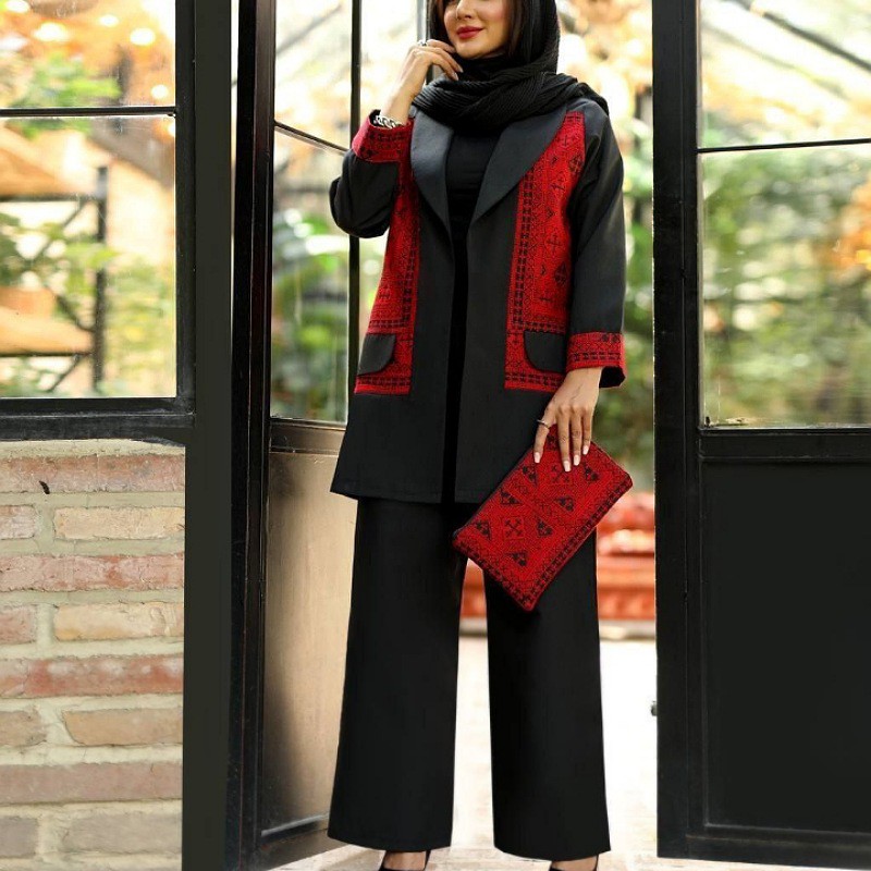 سه تیکه  مانتو شلوار همراه کیف کد ط