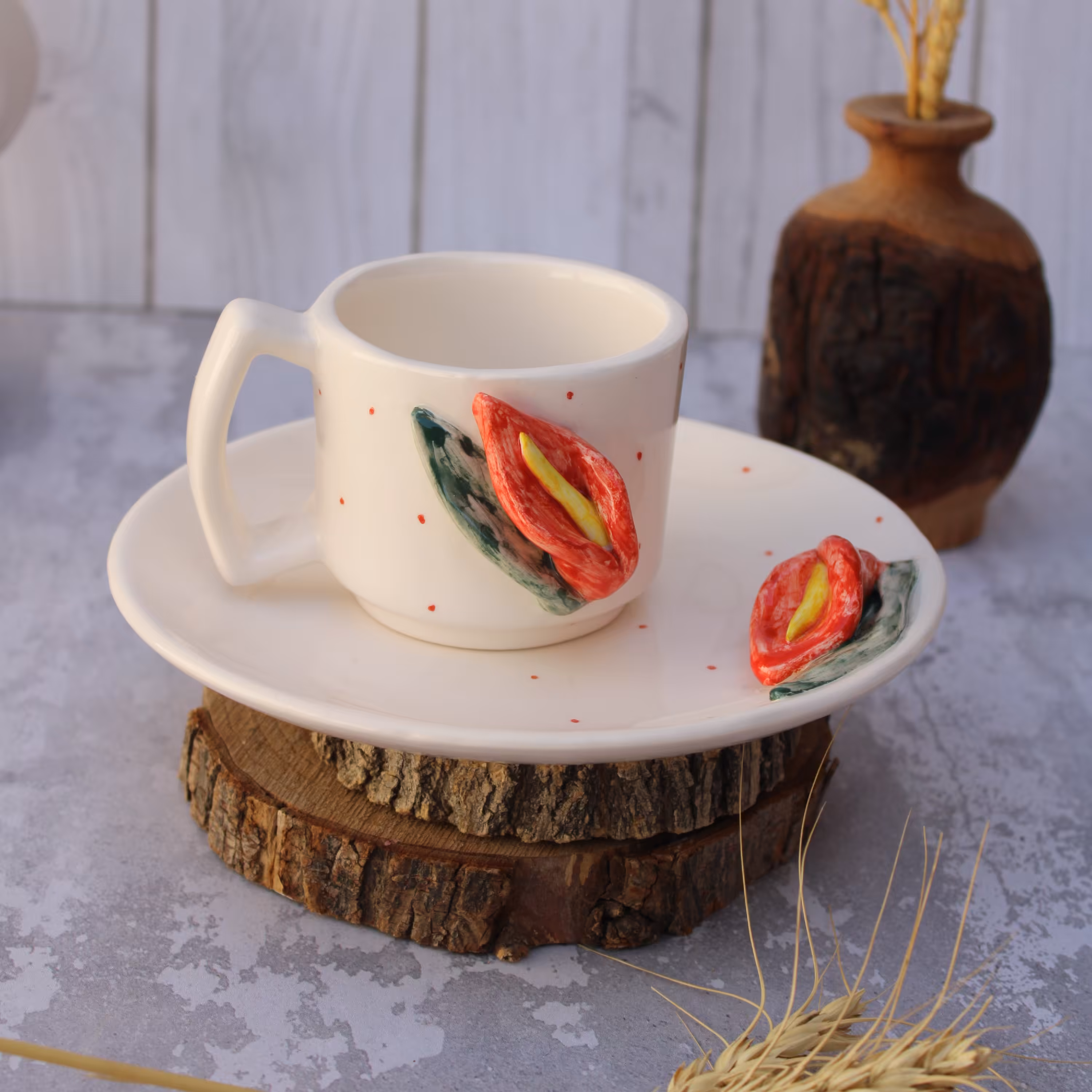 ست جذاب سرامیکی گل انتوریوم