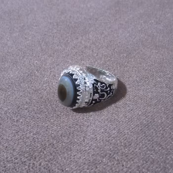 انگشتر عقیق سه پوست چشم طبیعی