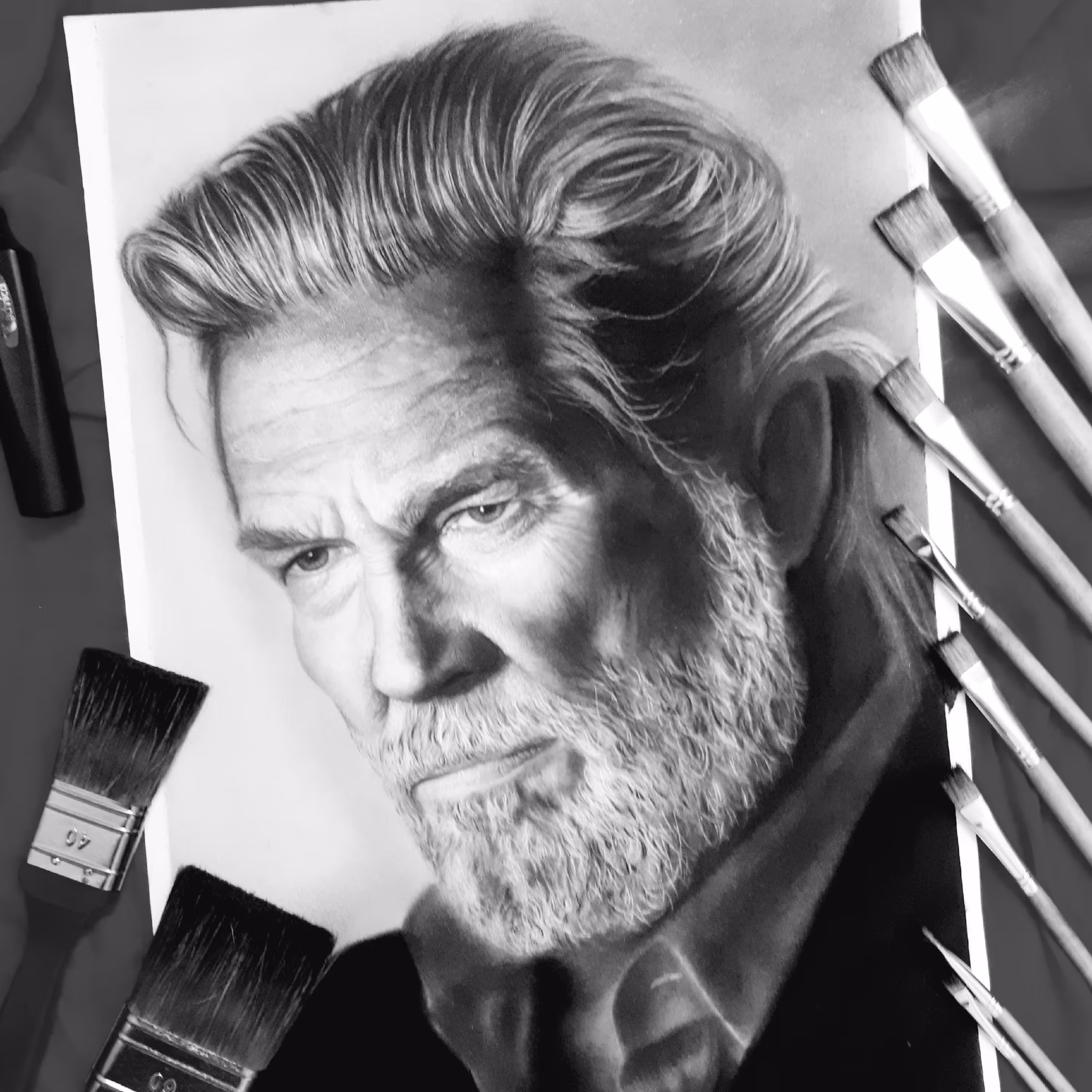 طراحی چهره سیاهقلم پیر مرد سایز a3