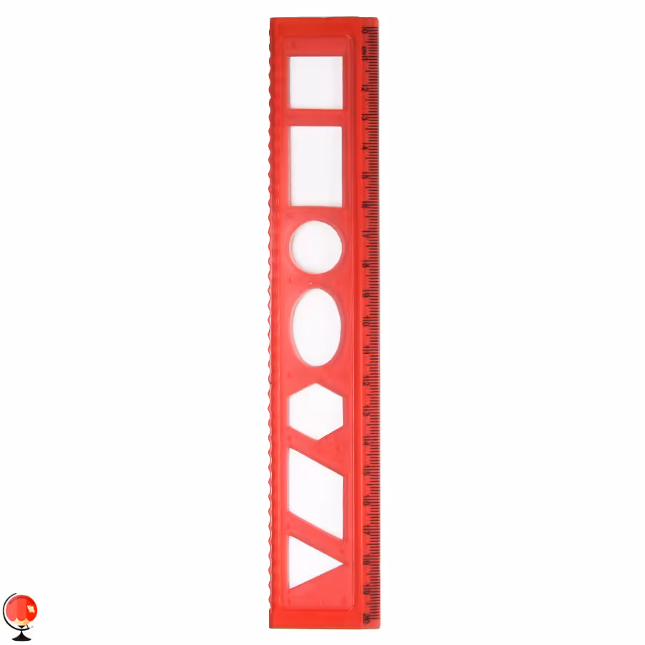 خط کش ژله ای 20 سانتی متری شابلون دار قرمز