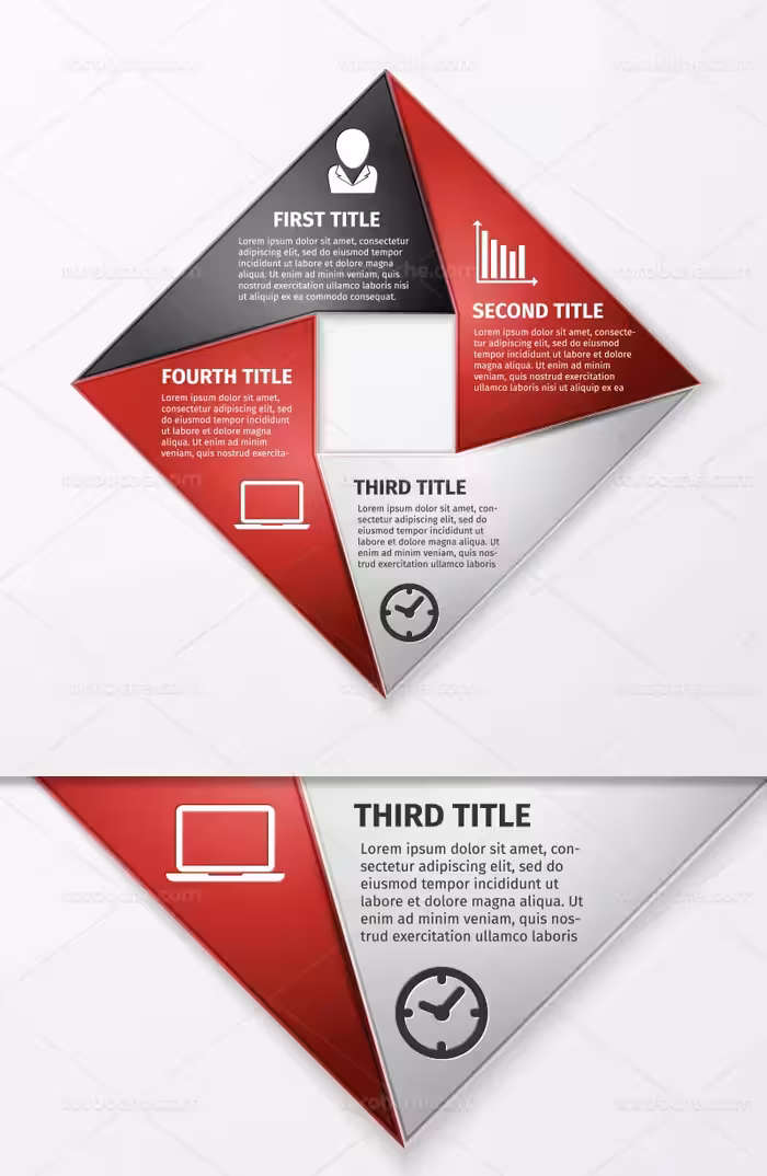 وکتور اینفوگرافیک چهار مرحله ای پیوسته | گرافیک با طعم تربچه