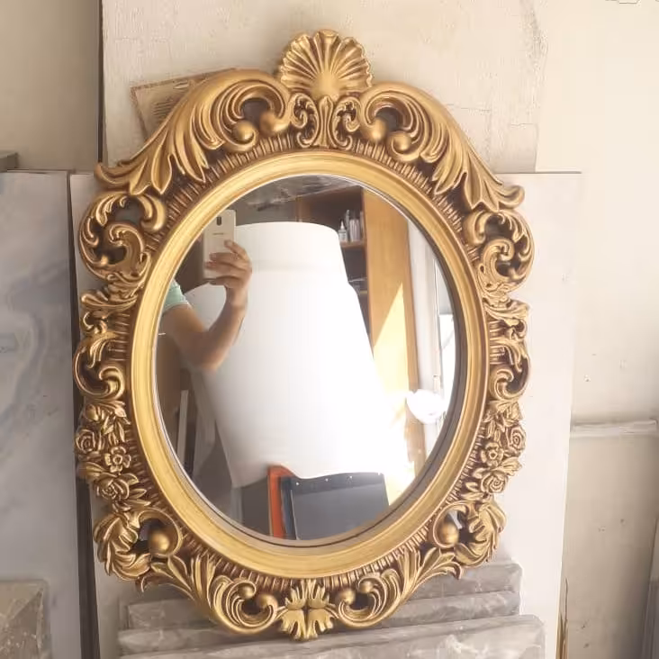 آینه طلایی مدل گلبس دکومکور  ارسال با بیمه به سراسر ایران