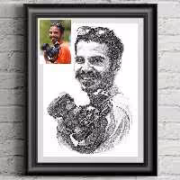 نقاشی سیاه قلم دیجیتال چهره شما - سایز آ4 سفید - جهت هدیه و کادو