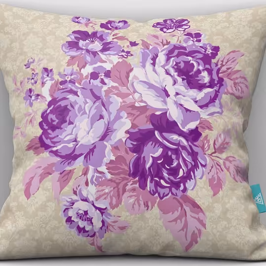 کاور کوسن مخمل 40x40 طرح  انگلیش هوم  بنفش  آرت مان