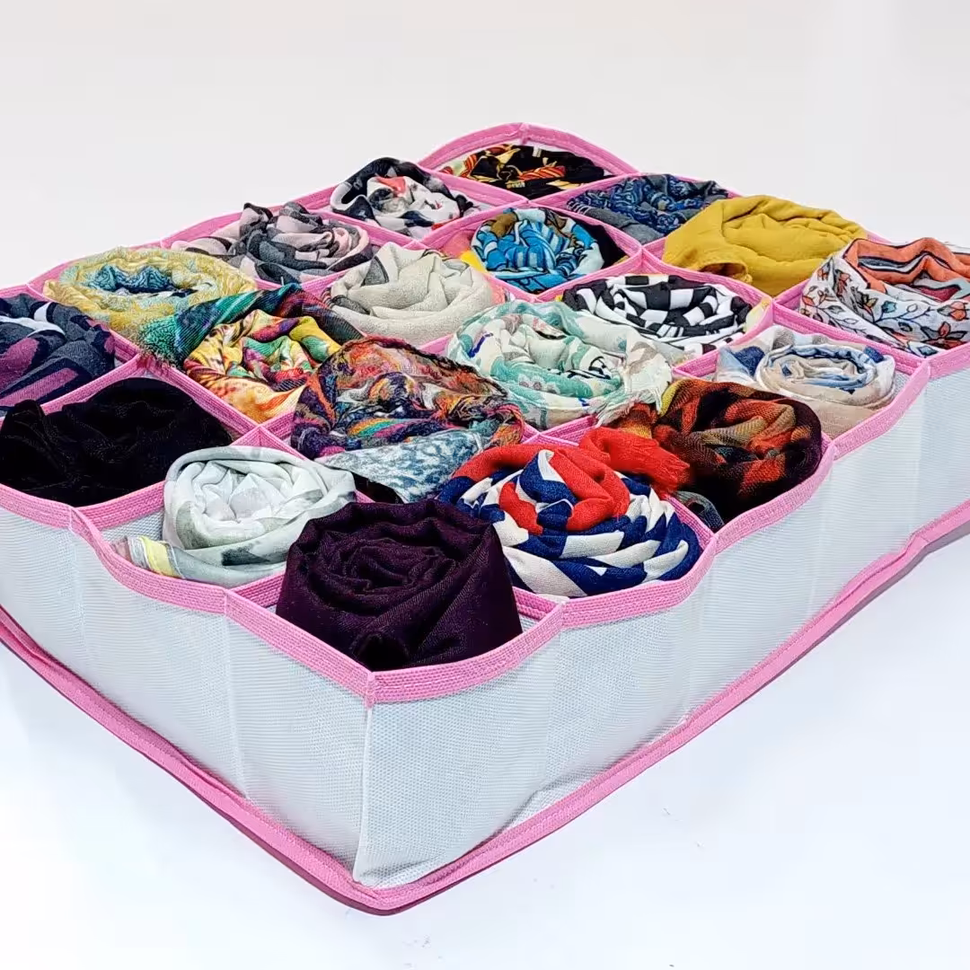 نظم‌دهنده کشو 20 خانه سفید با نوار صورتی