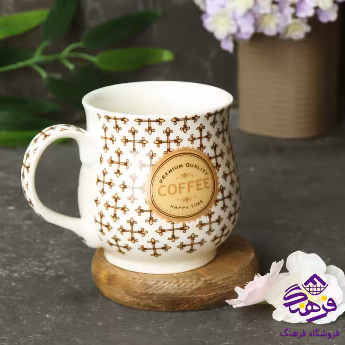 لیوان سرامیکی کافی کاج سفید