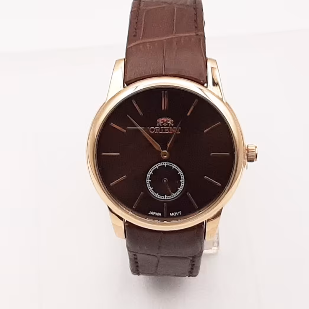 ساعت اورینت کلاسیک ست قاب تمام استیل موتور ژاپن بند چرم