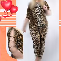 ست بلوز شلوار پلنگی سایز بزرگ و سایز کوچک