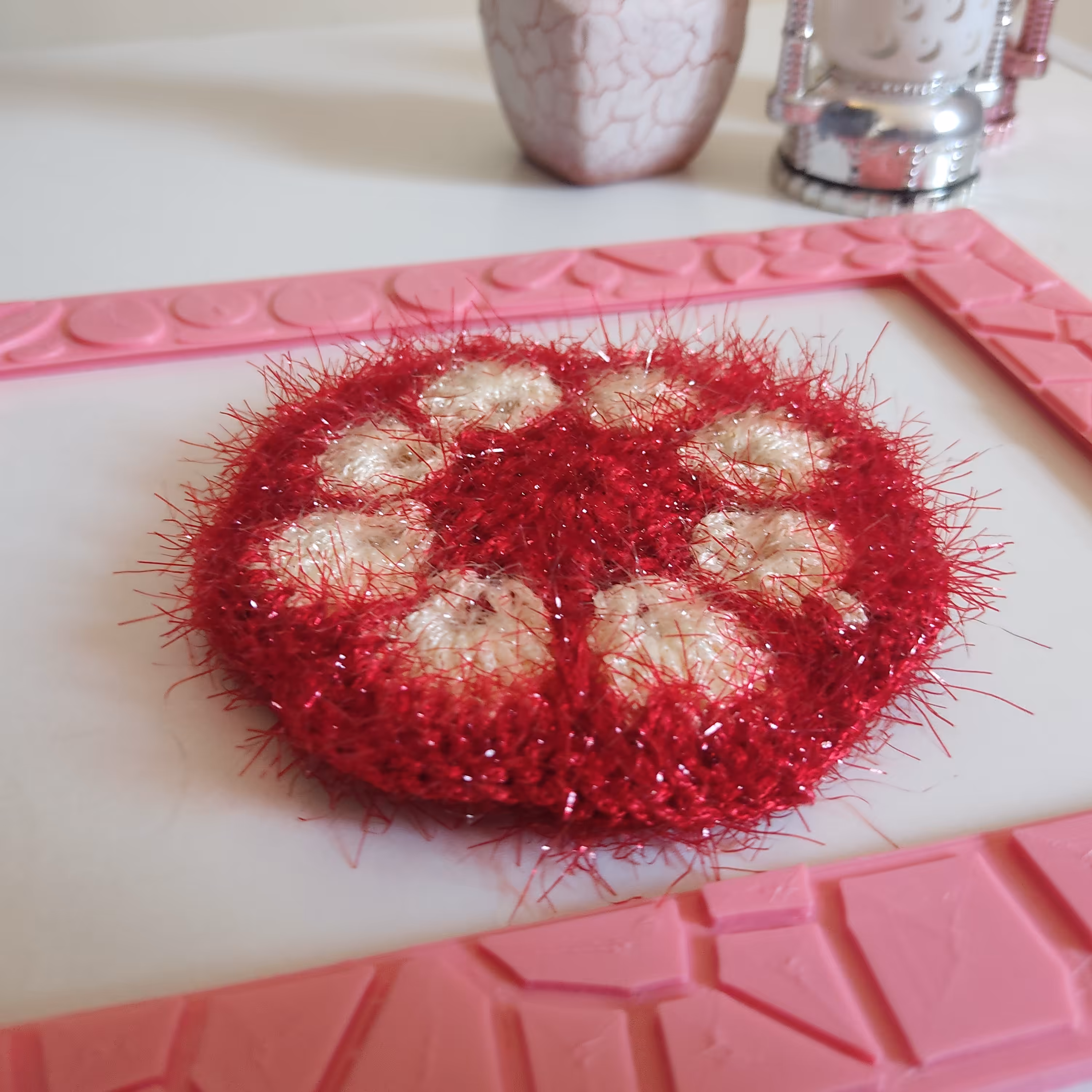 اسکاج بافتنی قرمز کرمی(2 عددی)