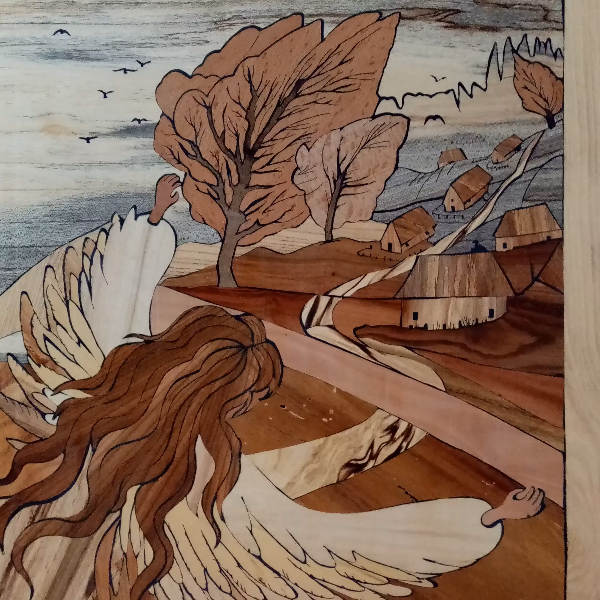 تابلو معرق چوب حدود یک کیلو با ابعاد35 در 45