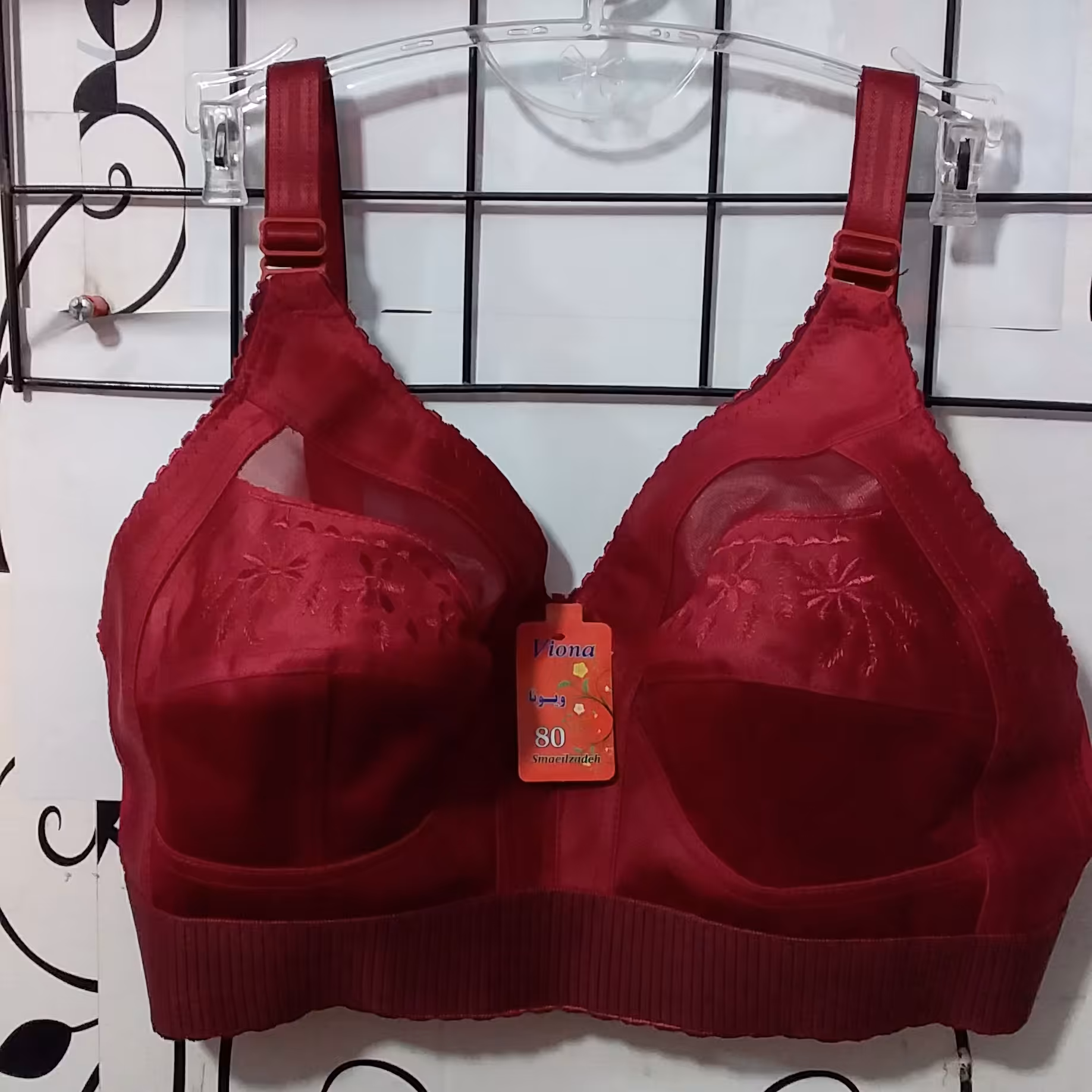 سوتین کش پهن گلدوزی (کرم و جگری)داخل نخ اعلا