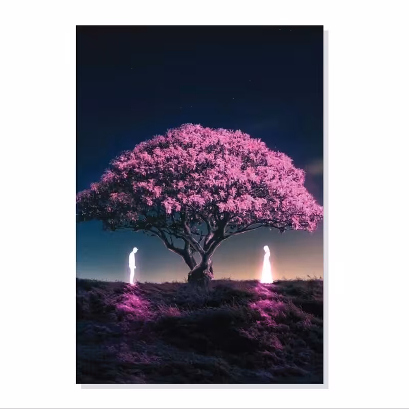 تابلو شاسی طرح رویایی درخت صورتی مدل M0026