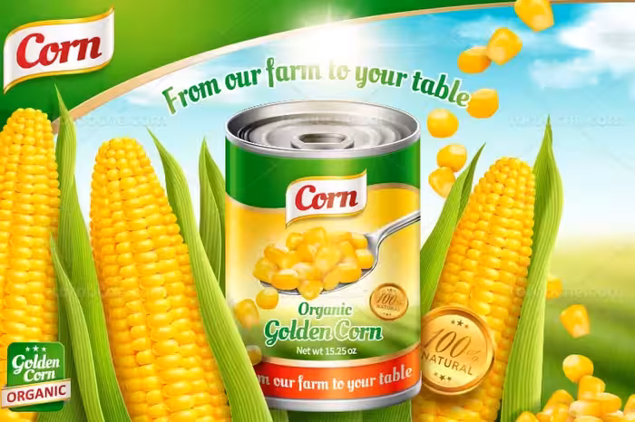 وکتور کنسرو ذرت | گرافیک با طعم تربچه