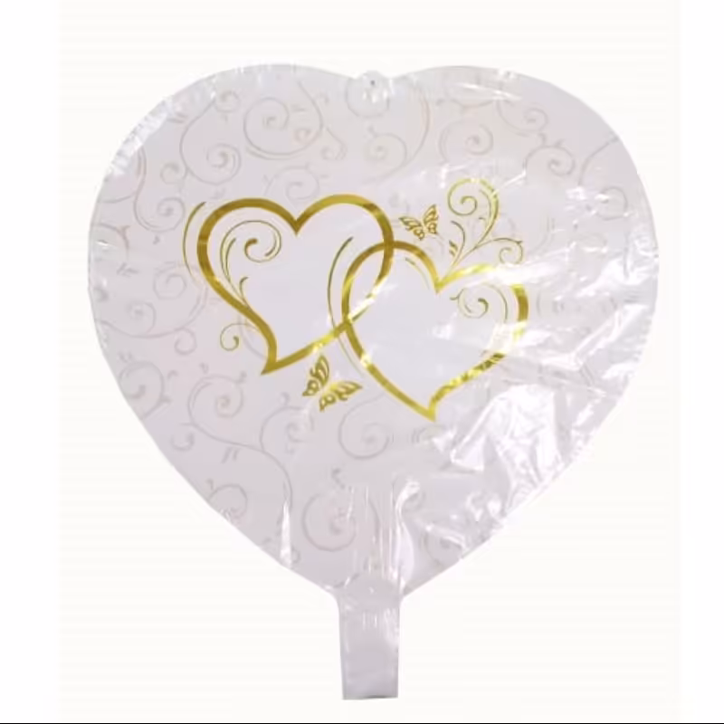 بادکنک فویلی قلب سفید طرحدار 5 تایی