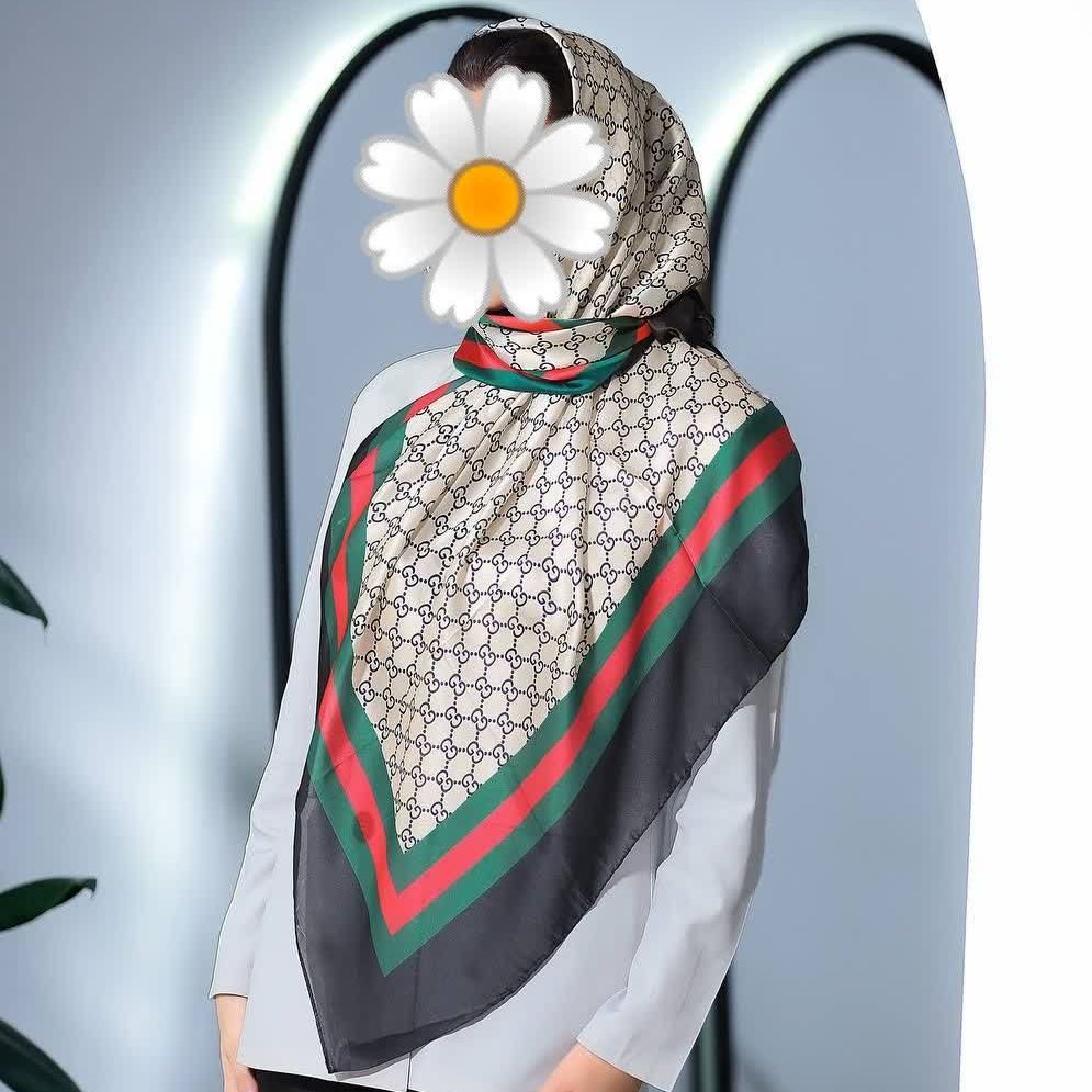 روسری ابریشم مامی براق مجلسی دور چرخدوز قواره: 120