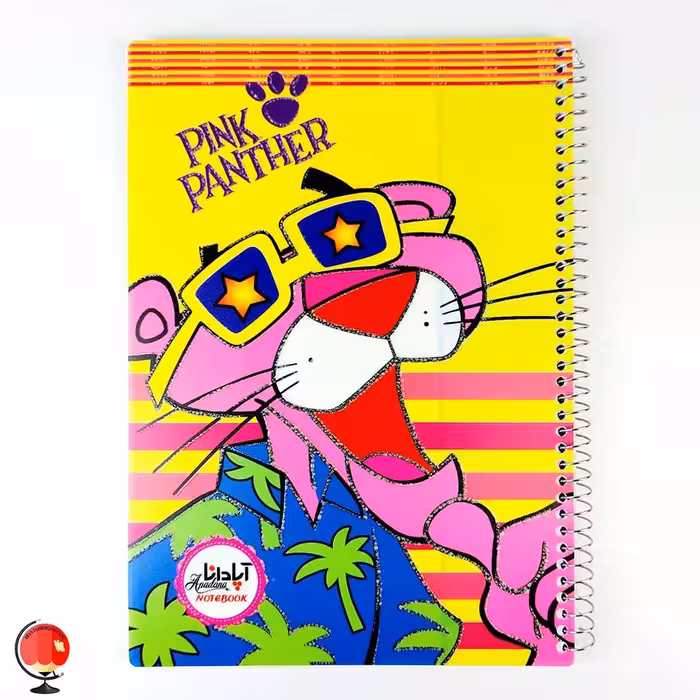 دفتر نقاشی 50 برگ سیمی طرح پلنگ صورتی جلد طلقی آپادانا