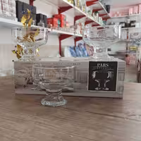 بستنی خوری شیشه ای مدل(پارس)بسته 6 عددی،بسیار خوشکل و شفاف،کیفیت عالی،پایه های کلفت،مناسب ژل،دسر و انواع پذیرایی