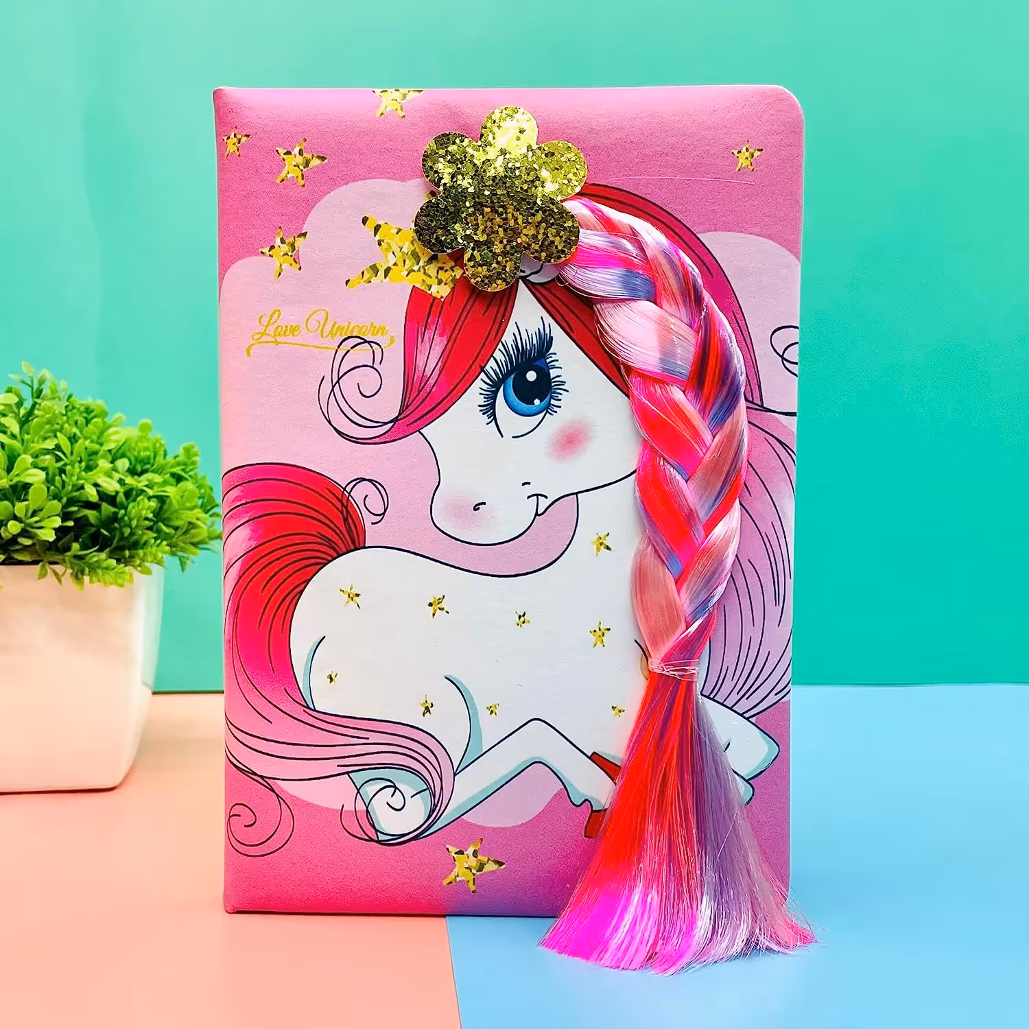 دفتر خاطرات قفل دار یونیکورن مو دار