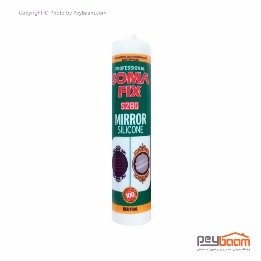 چسب سیلیکون آینه شفاف سومافیکس مدل S280 حجم 280 میلی لیتر