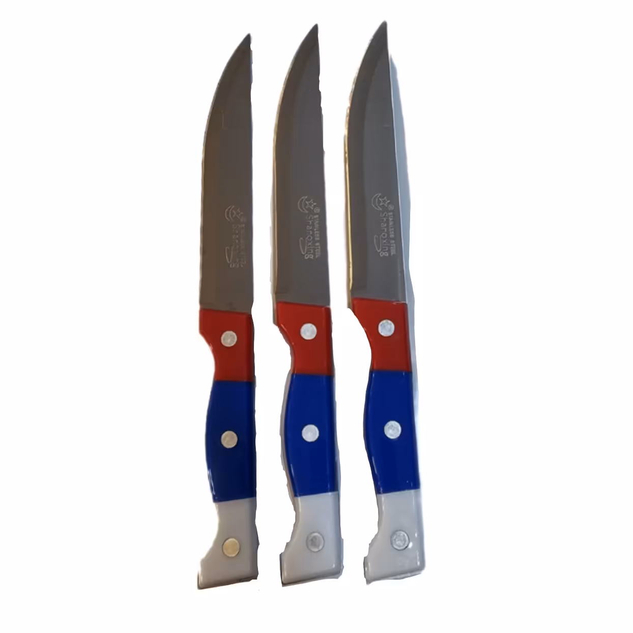 چاقو آشپز خانه سه رنگ مجموعه 12 عددی سایز 5 اینچ