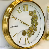 ساعت دیواری فلزی خاص (طراحی خاص) (نقره ای و طلایی)