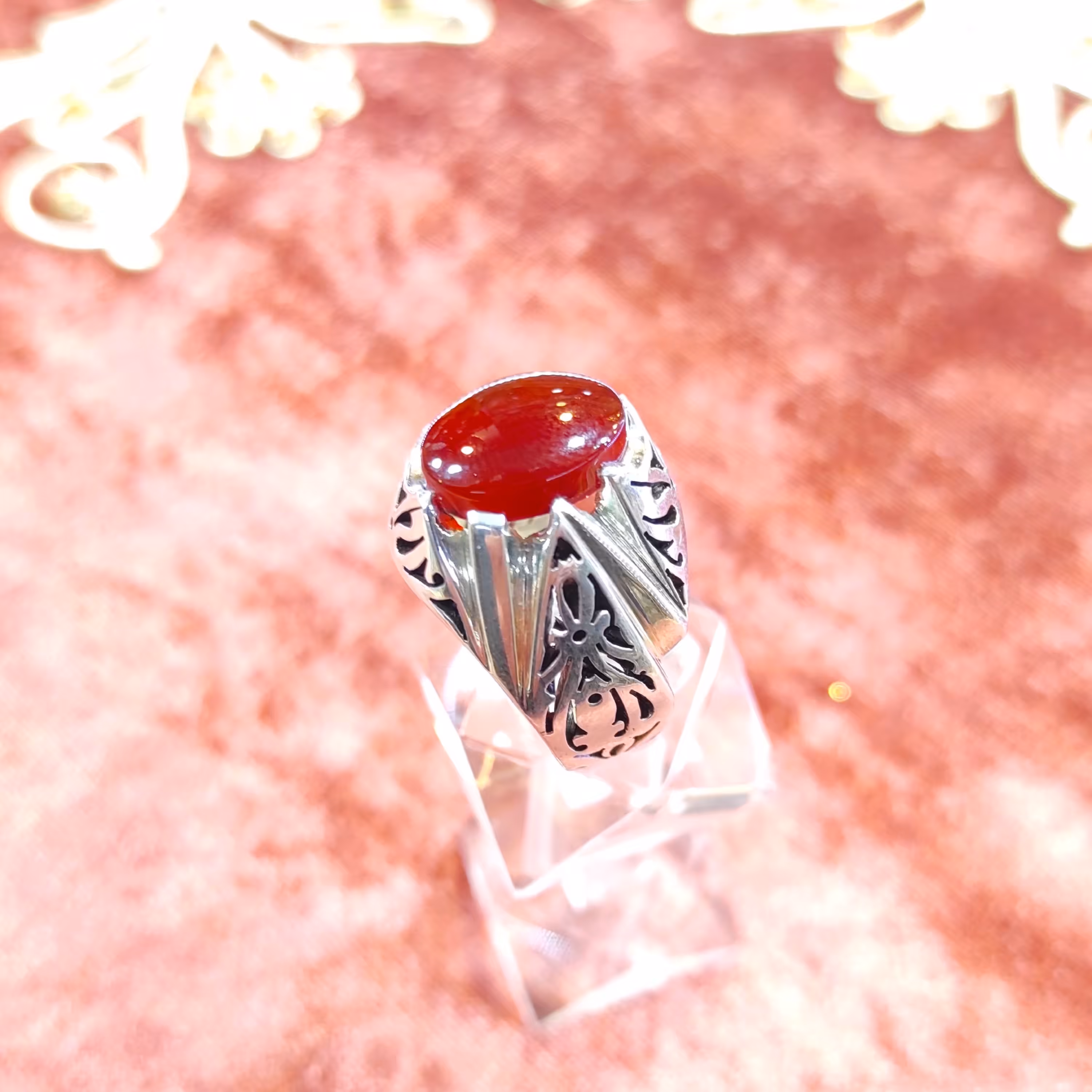 انگشتر نقره مردانه عقیق یمنی ناب رکاب دست ساز