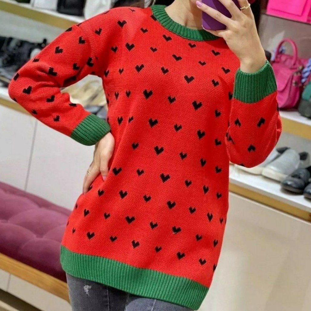 تونیک بافت قلبی یلدایی تک رنگ قرمز با قد حدود 78و فری سایز تا حدود سایز 44 (قبل از سفارش از غرفه دار موجودی گرفته شود)