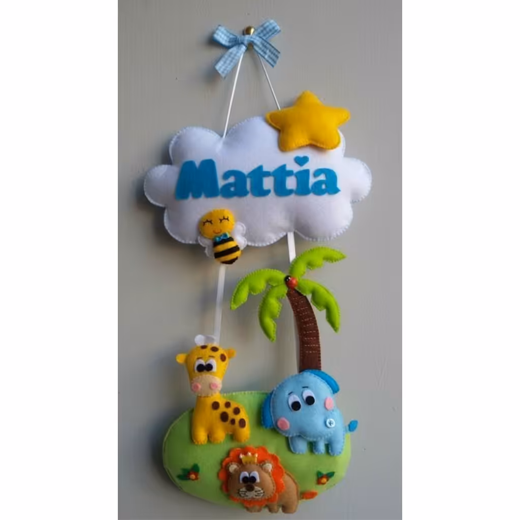 آویز اسم نمدی طرح حیوانات جنگل