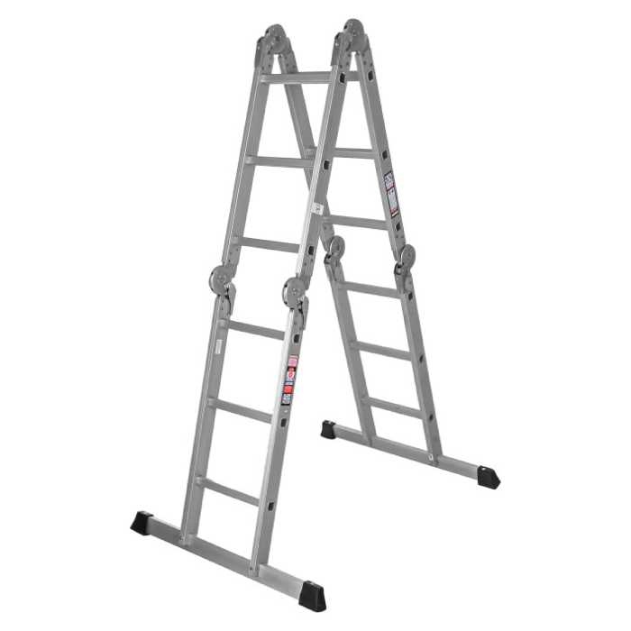 نردبان 3 متری 4 تکه مخابراتی مفصلی آلومینومی مستحکم با 2 پایه تعادل 12 پله هارمونی آلوم پارس پله با پله 3 سانتی 