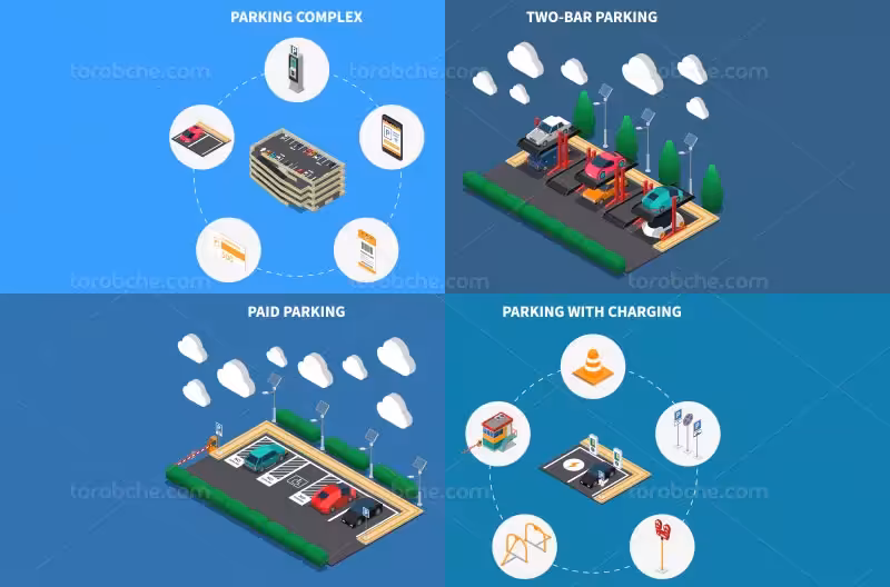 وکتور پارکینگ ایزومتریک | گرافیک با طعم تربچه