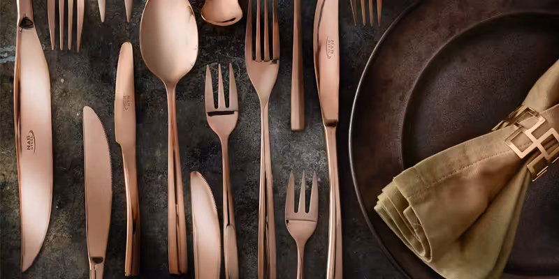 سرویس قاشق و چنگال 57 پارچه ناب استیل مدل Felorance برنز