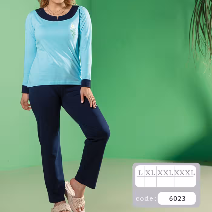 ست تیشرت آستین بلند با شلوار کد 6023 (دارای سایزبندی از 36 تا 50)