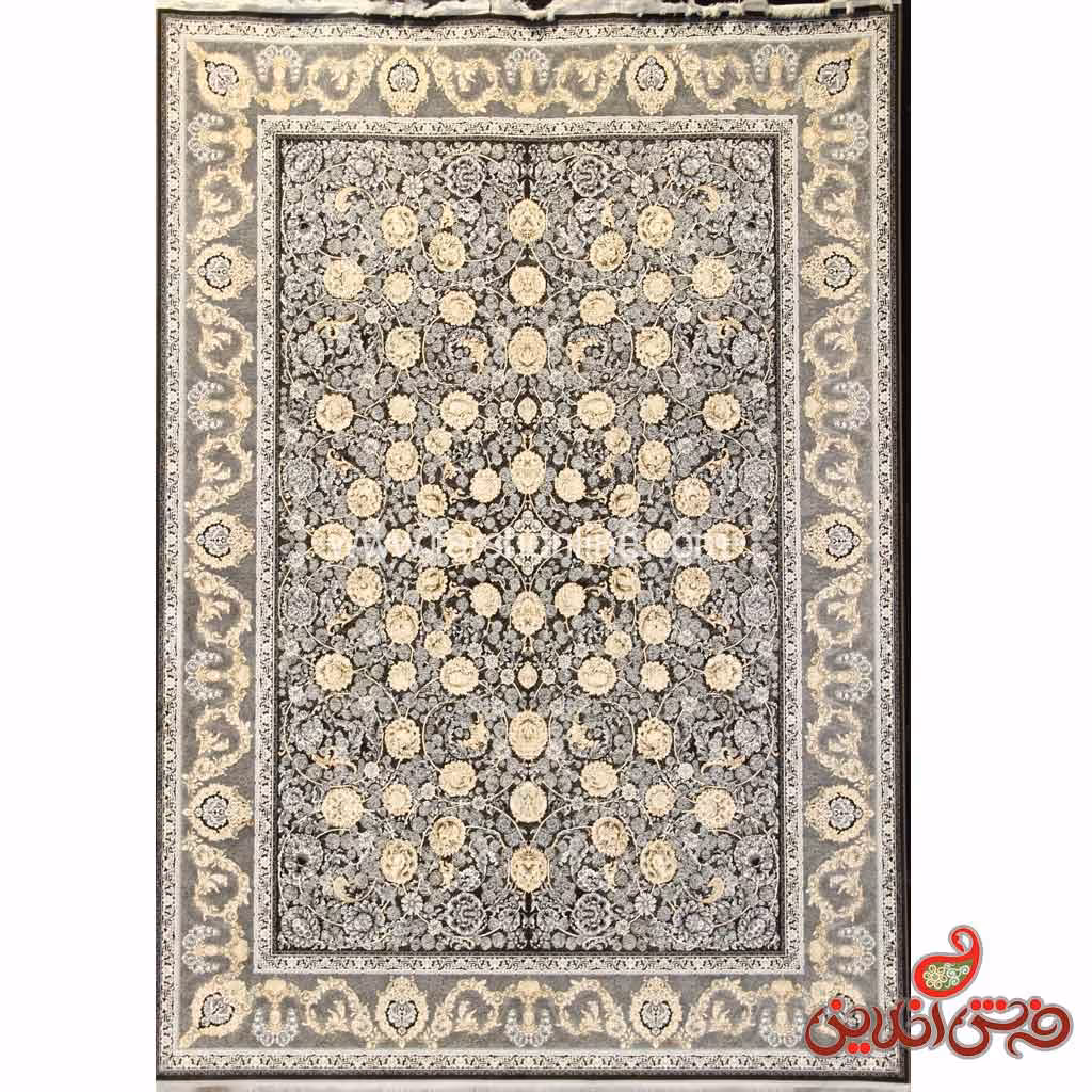 فرش زمرد مشهد برجسته طرح 23010الماسی تیره