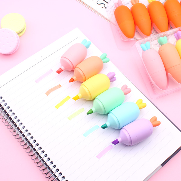 ماژيک هايلايت پاستلی 6 رنگ طرح هويج رنگی