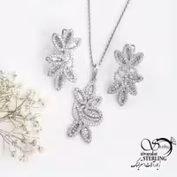 نیم ست نقره جواهری طرح گل کد 16806