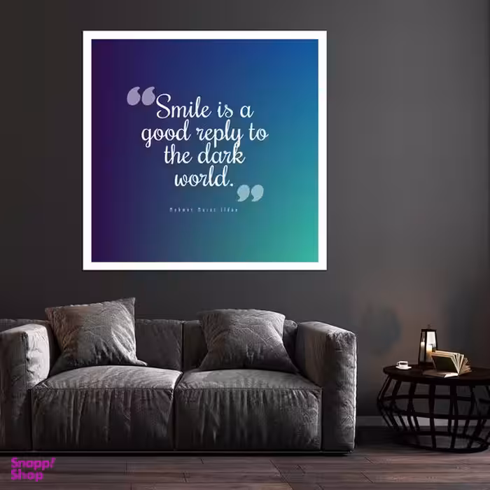 تابلو بکلیت طرح جمله انگیزشی و لبخنده مدل قاب شاسی W-S10143