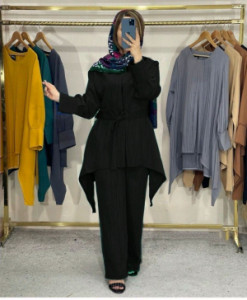مانتو شلوار زنانه کریشه مدل ست آزیتا