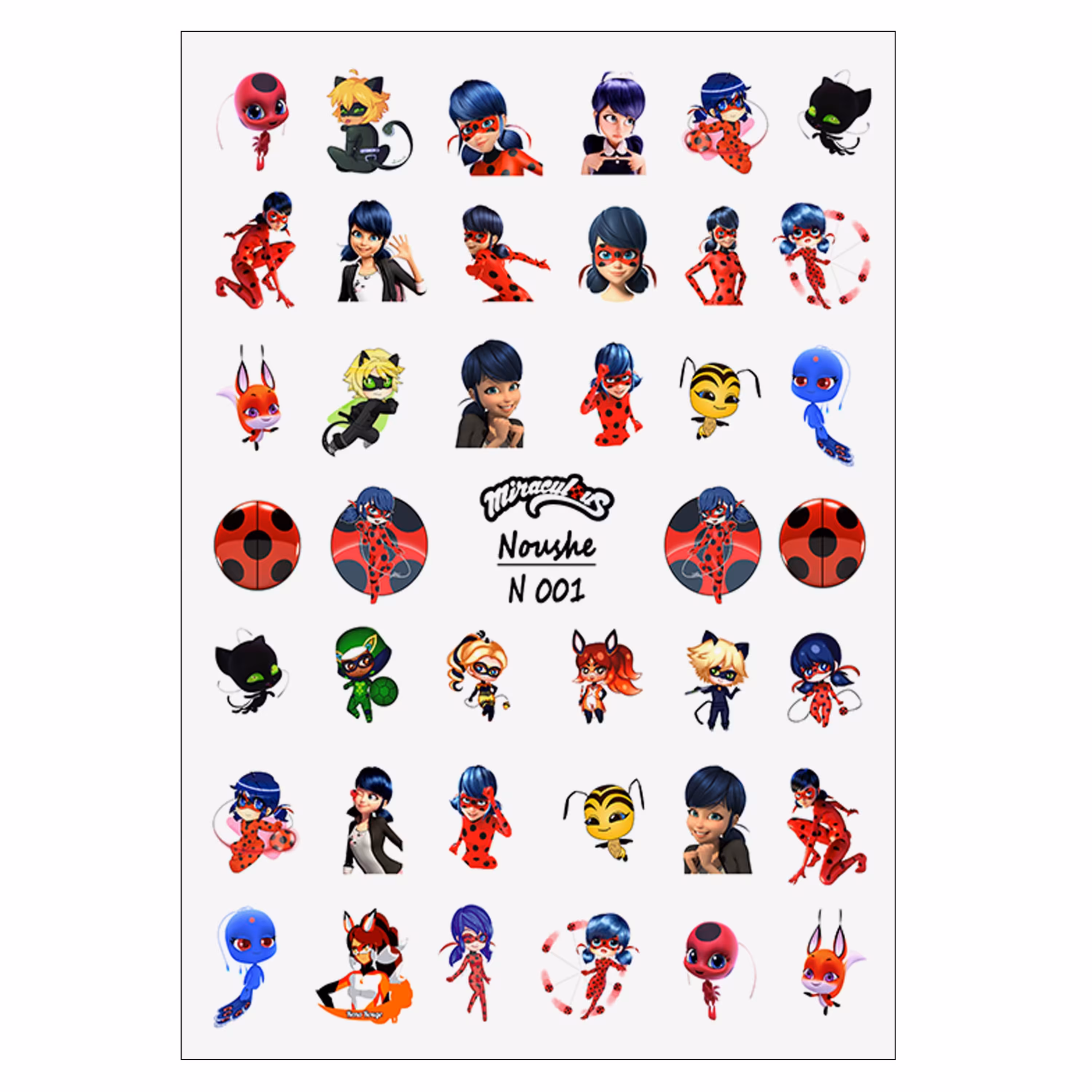 لنز ناخن نوشه مدل دختر کفشدوزکی کد N001